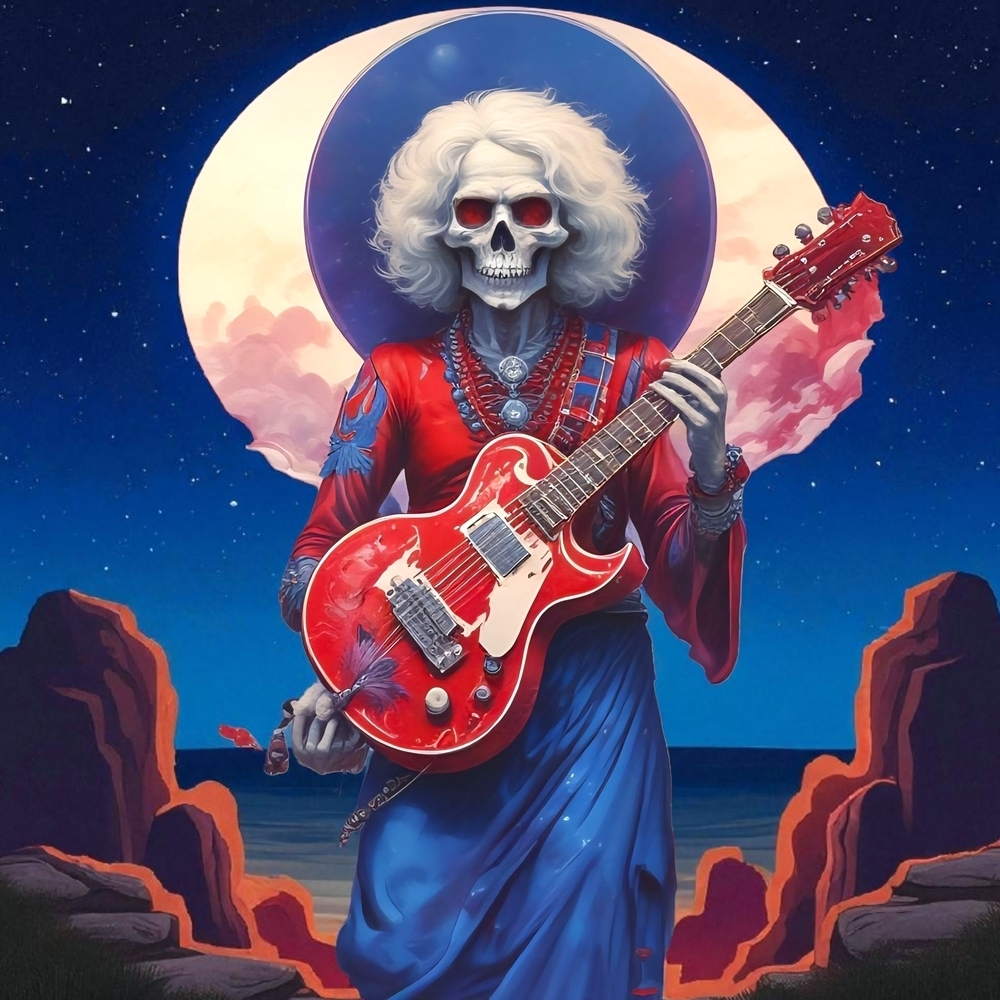 Vibrant Skeleton Guitarist Art Print